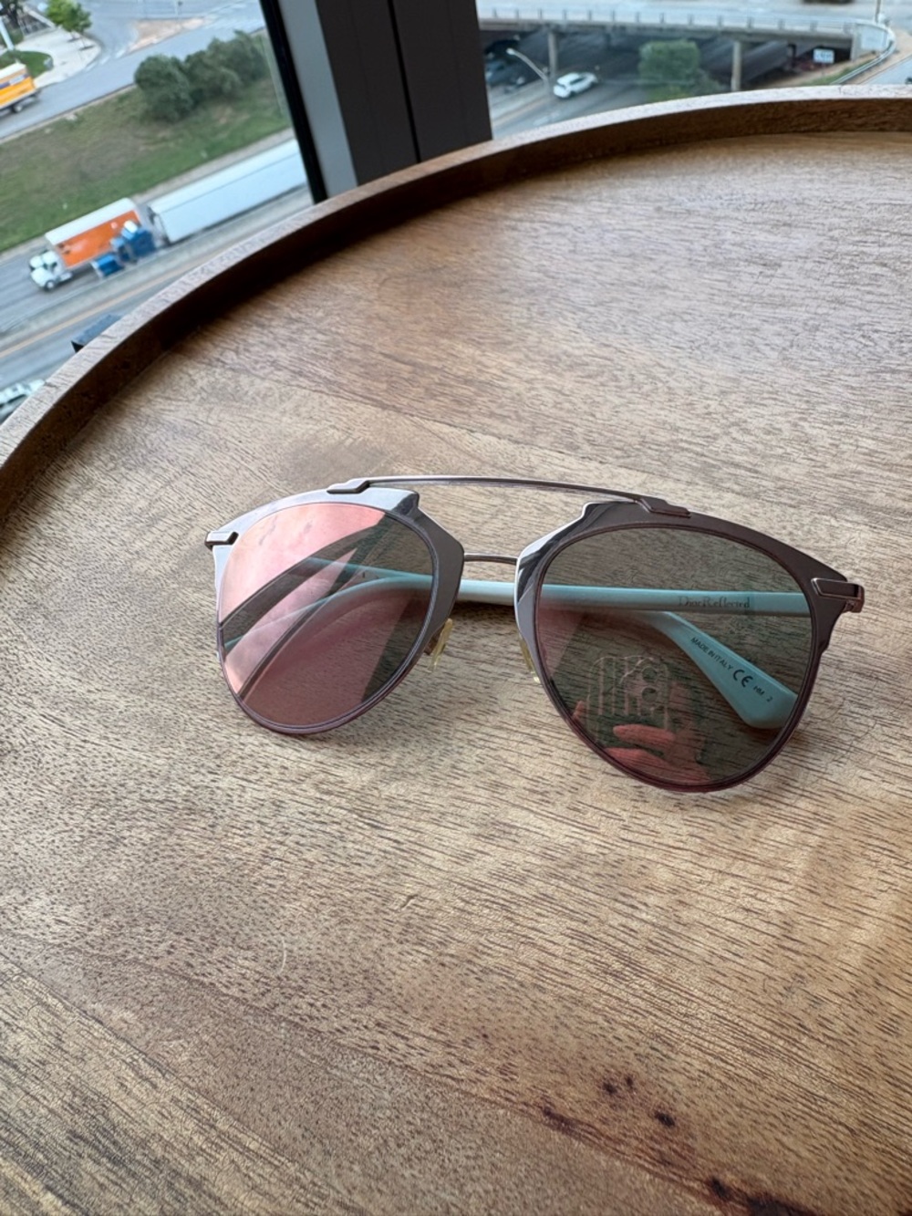 Dior Pink Mirrored Round Sunglasses